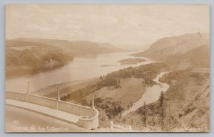 Real Photo Postcard~Gorge Of Columbia~Crossing Dam~Vintage Postcard 