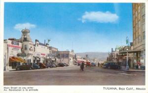 Autos 1940s Main Street TIJUANA MEXICO Baja California postcard 5210