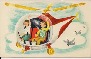 Children in Helicopter, Rally Day, Bible Verse, Sunday School Promotional 1960's