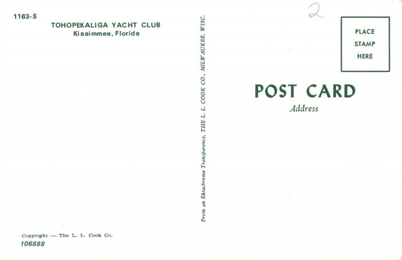 Tohopekaliga Yacht Club Kissimmee Fla. Postcard 2R3-264 