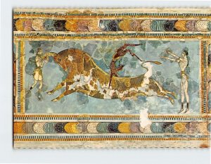 Postcard Bull fight Fresco of the Knossos Palace Museum Heraklion Greece