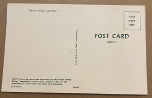 VINTAGE POSTCARD UNUSED - EAST FRONT, MT. VERNON, VA.