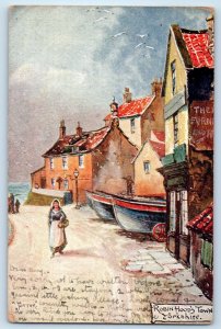 Yorkshire England Postcard Robin Hood's Town Boat with Wheels 1905 Posted