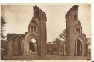 Somerset Postcard - Glastonbury Abbey - Central Tower & Transepts - Ref 12654A