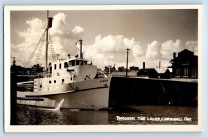 Cornwall Ontario Canada Postcard Through The Locks 1943 Vintage RPPC Photo