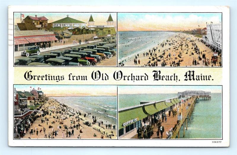 Postcard ME Old Orchard Beach Multiview Greetings c1920s J17