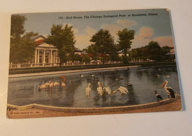 VTG Post Card - Bird House - The Chicago Zoological Park Brookfield Illinois 532