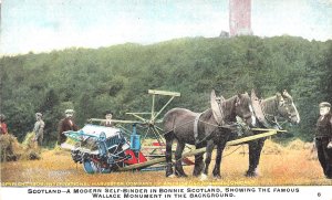 Bonnie Scotland Wallace Monument International Harvester, Horse Drawn. Postcard,