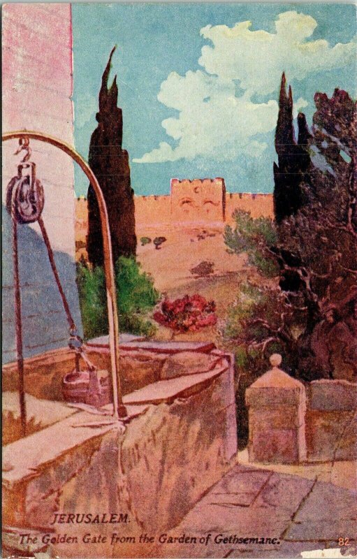 Jerusalem Golden Gate Garden Gethsemane Antique Postcard DB UNP Unused 