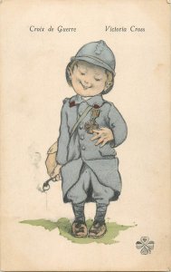 Military humor caricature postcard - Victoria Cross, France 1919