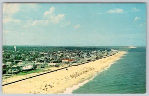 1950-60's GREETINGS FROM REHOBOTH BEACH DELAWARE AERIAL HELICOPTER VIEW POSTCARD