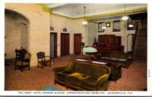 Florida Jacksonville Hotel Andrew Jackson Lobby Curteich