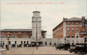 Moose Jaw SK CPR Station from Main Street Saskatchewan c1924 Postcard H36