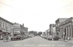 Belmond IA Store Fronts P&G Grocery Blatz Beer Sign Old Cars RPPC Postcard