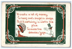 1914 Wellman Motto Woman Big Hat Get Wise Chicago Illinois IL Antique Postcard 