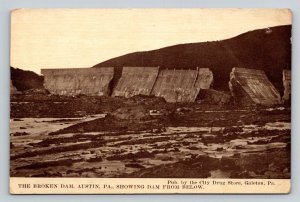 The Broken Dam  Austin   Pennsylvania  Postcard