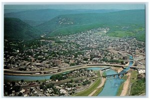 c1950's Aerial View Cumberland Maryland In 1976 Bridges Lake Buildings Postcard