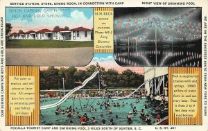 Sumter SC Pocalla Tourist, Swimming Pool Camp Gas Station Etc. Postcard