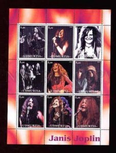 008186 JANIS JOPLIN on 9 stamps UDMURTIA MNH#8186