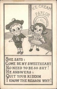 H Horina Valentine Cute Kids Children Ice Cream Parlor Vintage Postcard