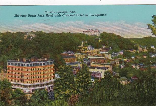 Arkansas Eureka Springs Basin Park Hotel With Crescent Hotel In Background 19...