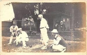 Boston MA Bowling Franklin Field Players Game Action Storage RPPC Postcard