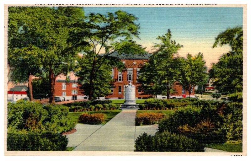 Connecticut  New Britain , Franklin park Square, Burrett Monument , High School