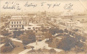 J63/ Galveston Texas RPPC Postcard c1906 Birdseye Court House Stores 210