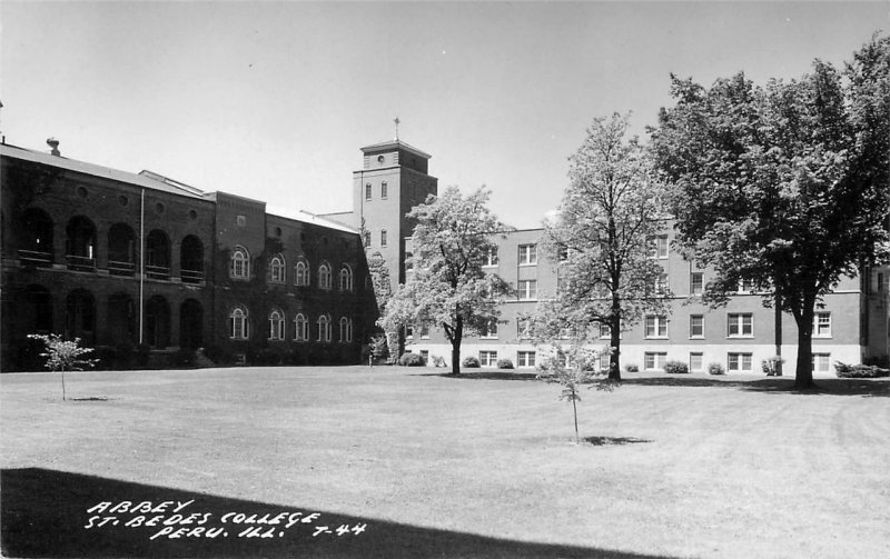RPPC PERU IL Abbey Saint Bedes College Unused Vintage Photo Postcard ca 1950s