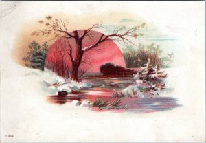 Trade Card - Woolson Spice - Winter River Sunset