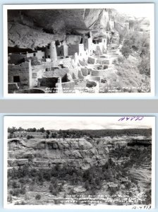2 RPPC Postcards MESA VERDE NATIONAL PARK, CO ~ Cliff Palace c1940s Frasher