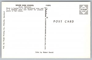 Dover High School Campus Delaware Main Entrance Tower Plastichrome UNP Postcard 