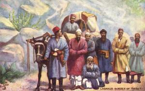 tibet thibet, LADAKUS, Group of People near Border (1910s) Tuck Oilette Postcard