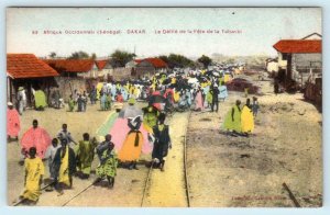 DAKAR, SENEGAL Africa ~ Street Scene TABASKI FESTIVAL PARADE c1910s Postcard