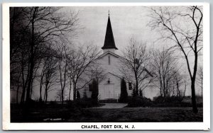 Vtg Fort Dix New Jersey NJ Chapel View Reception Center Army Base 1940s Postcard