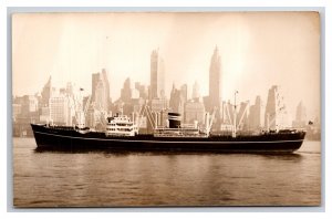 RPPC Cargo Ship Taiwan in Harbor Skyline New York City NYC NY 1955 Postcard Y15