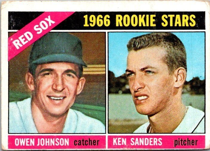 1967 Topps Baseball Card '66 Red Sox Rookie Stars O Johnson Ken Sanders ...