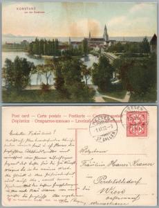 KONSTANZ GERMANY ANTIQUE POSTCARD w/ STAMP