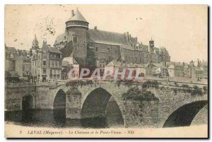 Old Postcard Laval Mayenne Chateau and the Old Bridge