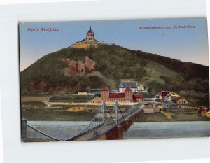 Postcard Wittekindsberg und Kettenbrücke, Porta Westfalica, Germany