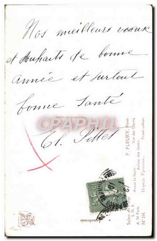 Old Postcard Dancing Fleury Paris Salon Before the lesson