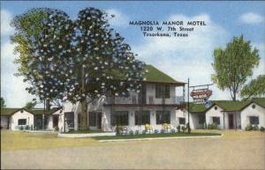 Texarkana TX Magnolia Manor Motel Linen Postcard