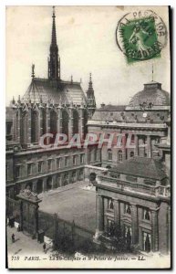 Old Postcard Paris La Sainte Chapelle and the Palace of Justice