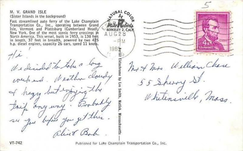 M.V. Grand Isle Auto Ferry Lake Champlain Transportation Co.