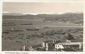 Chile Valparaiso Bahia y Cordillera Vintage RPPC 04.17