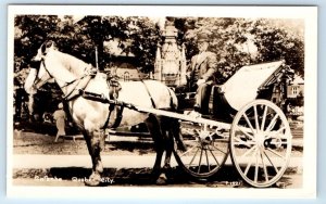 RPPC Caleche Horse Drawn Carriage QUEBEC CITY Canada Real Photo Postcard