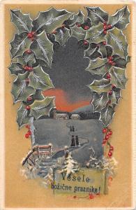 BR73982 vesele bozicne praznike mistletoe embossed slovenia christmas