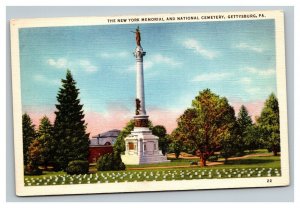 Vintage 1940's Postcard New York Memorial National Cemetery Gettysburg PA