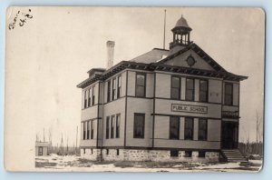 Kelliher Minnesota MN Postcard RPPC Photo Public School House c1910's Antique