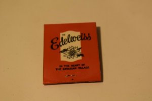 The Edelweiss Restaurant and Hotel Leavenworth Washington 20 Strike Matchbook